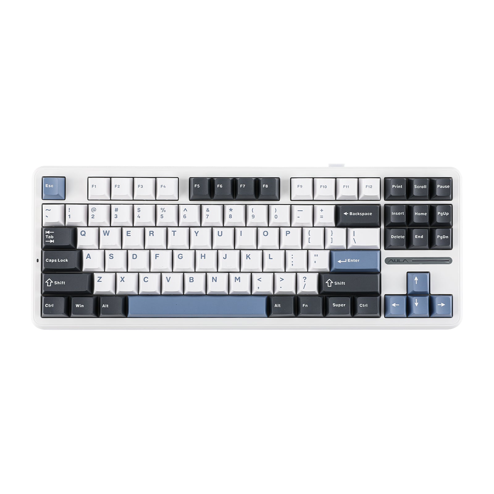 AULA F87 MECHNICAL KEYBOARD - BLACK+DARK BLUE+ORANGE 2.4G WIRELESS + BLUETOOTH WITH TYPE C CHARGING