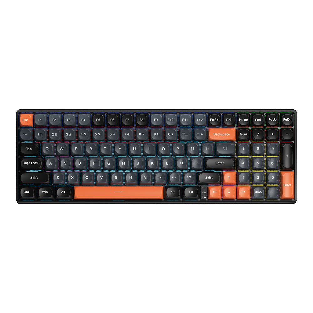 AULA S100 WIRED KEYBAOARD -LIGHT GRAY+BLACK+ORANGE - BROWN SWITCH