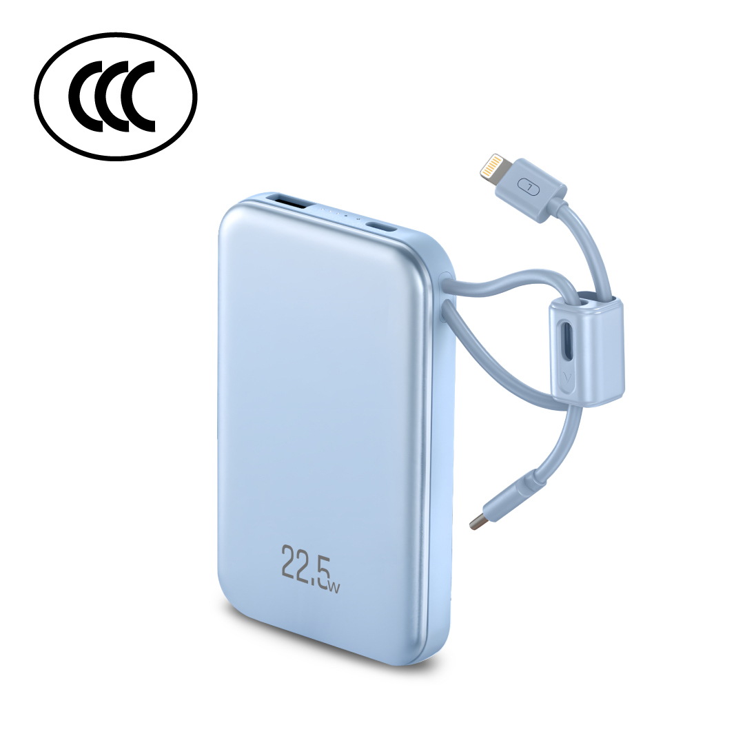Cliptec 10000MAH PD20W+22.5W FAST CHARGING POWER BANK WITH TYPE-C & LIGHTNING CABLE