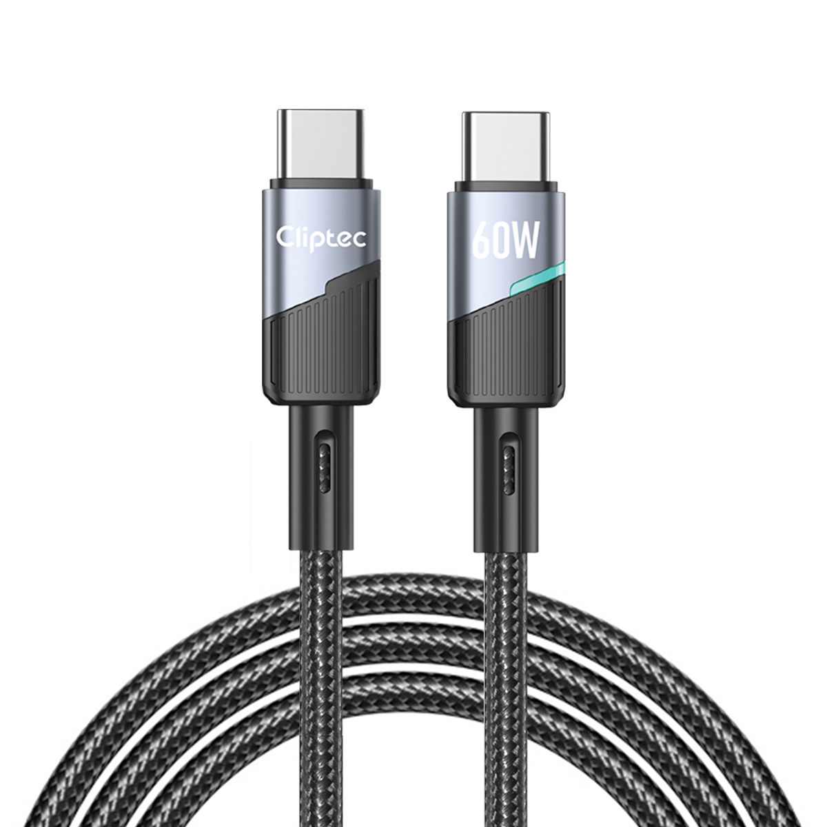 Cliptec TYPE C TO TYPE C POWER AUTOCUT FAST CHARGING CABLE 60W 1.2M -BLACK