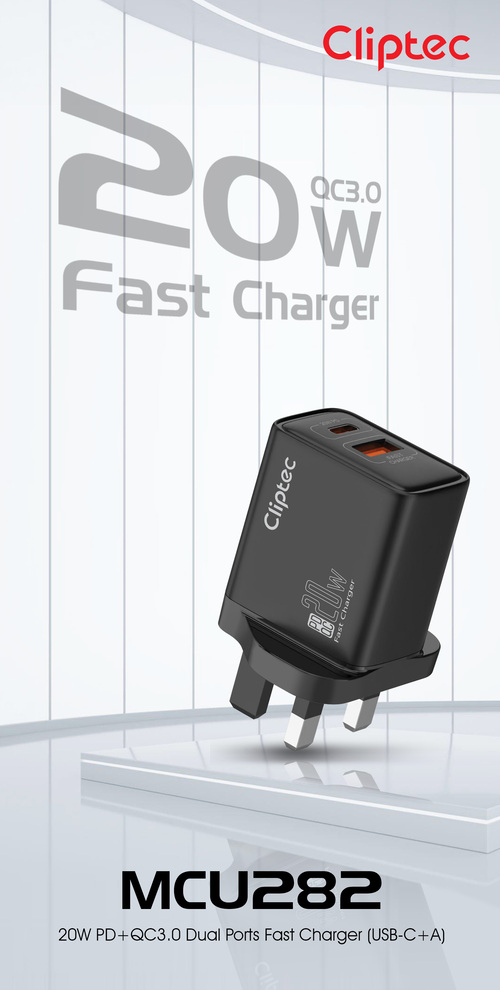 Cliptec 20W QC3.0 DUAL PORTS FAST CHARGER