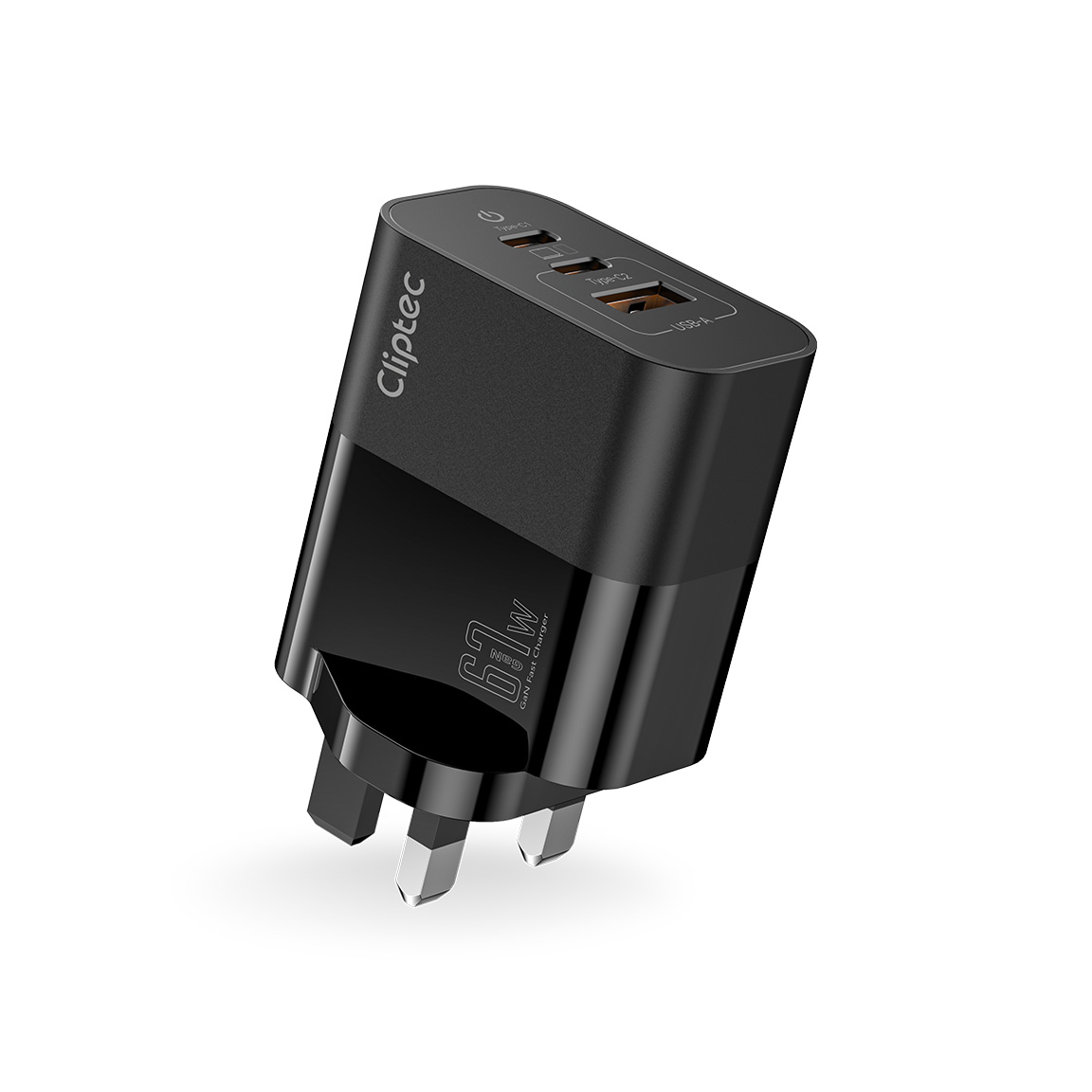 Cliptec 67W GAN PD+QC3.0 3 PORTS SUPER QUICK CHARGER (2C2A)