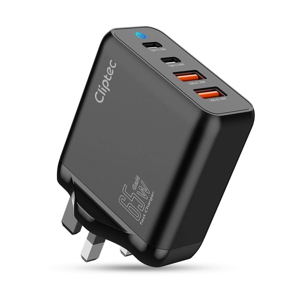 Cliptec 65W GAN PD+QC3.0 4 PORTS SUPER QUICK CHARGER (2C2A)