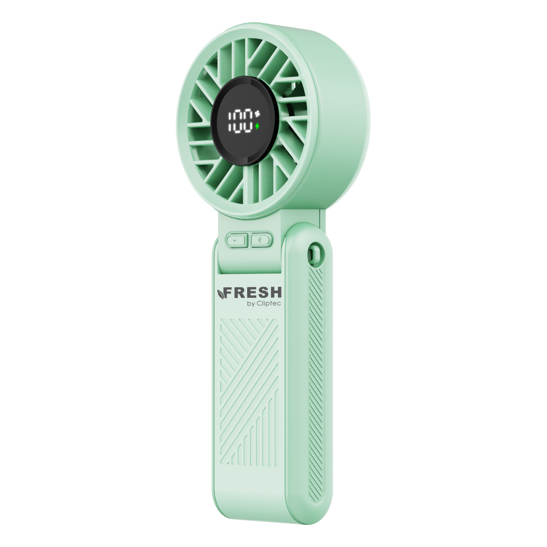Cliptec HIGH SPEED TURBO RECHARGEABLE HANDHELD FOLDABLE FAN (FRESH SERIES) - GRE