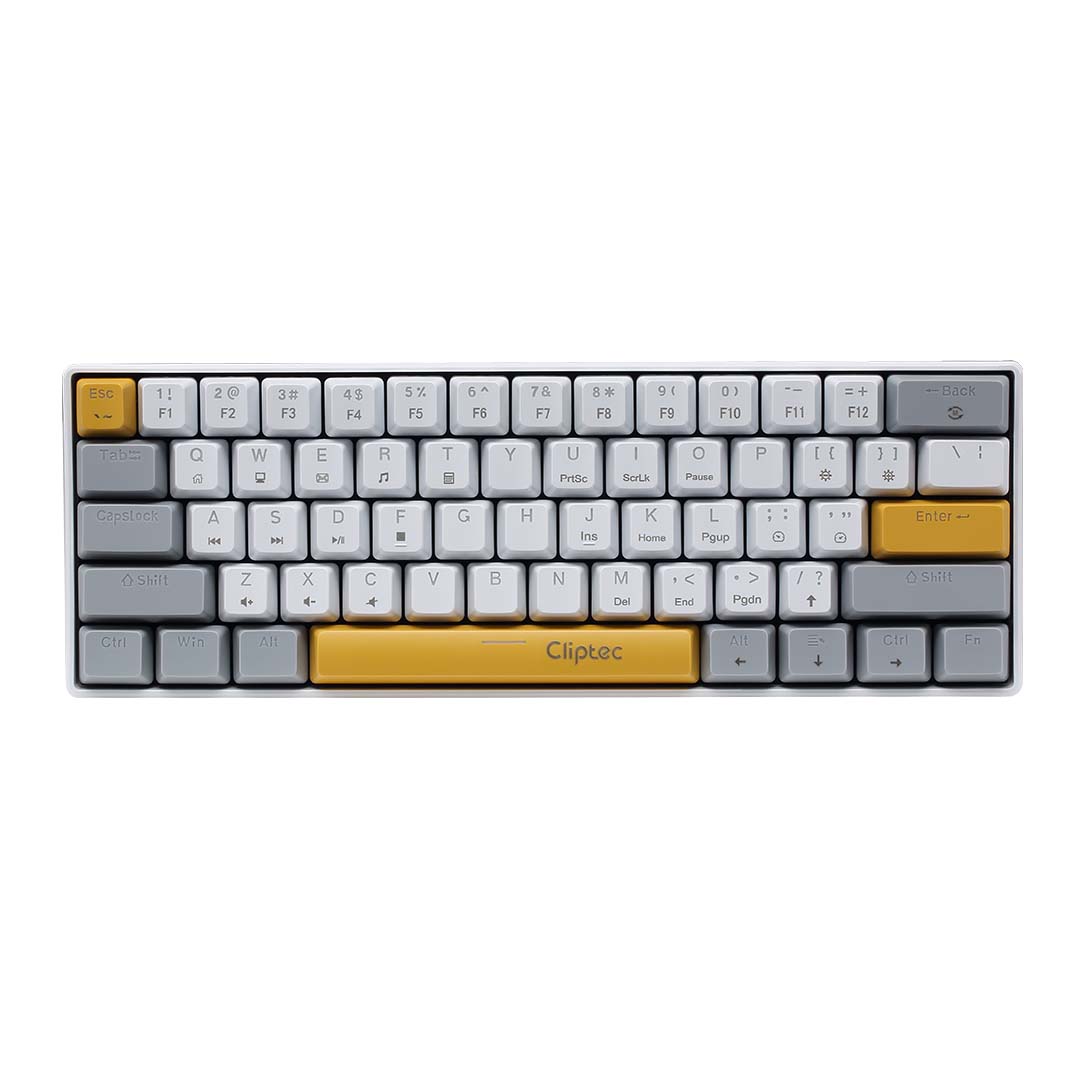Cliptec RGK931 USB MECHANICAL ILLUMINATION BACKLIT GAMING KEYBOARD (ATTACK61) - WHITE/YELLOW
