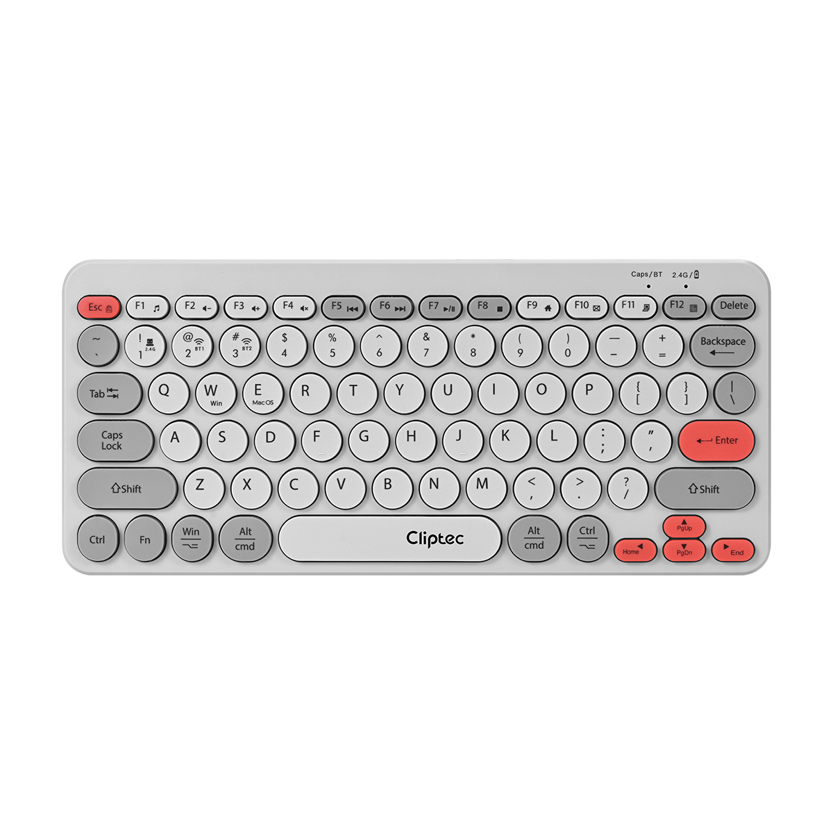 Cliptec RZK530 DUAL MODE RECHARGEABLE WIRELESS MULTIMEDIA SILENT KEYBOARD (DUALCONN) - GREY 0