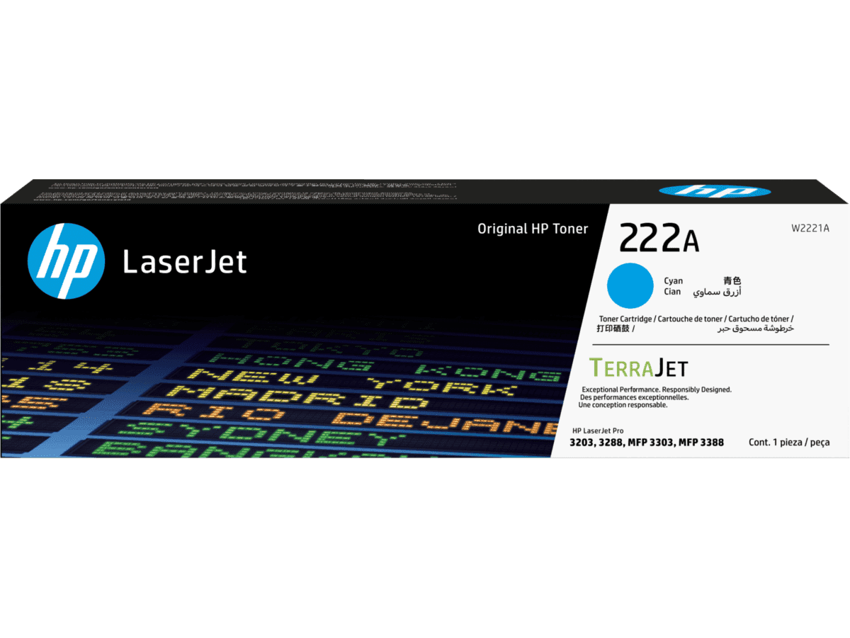 HP 222A CYAN LASERJET TONER CARTRIDGE - 1200 pages