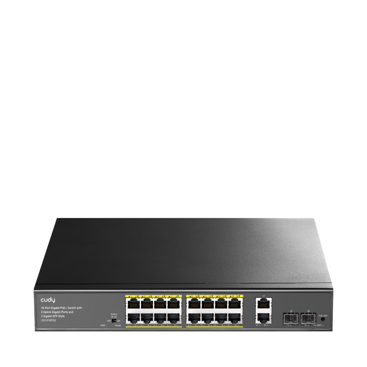 CUDY 16 PORT GIGABIT 200W POE SWITCH (2 UPLINK GIGABIT PORTS/2 GIGABIT SFP SLOTS)