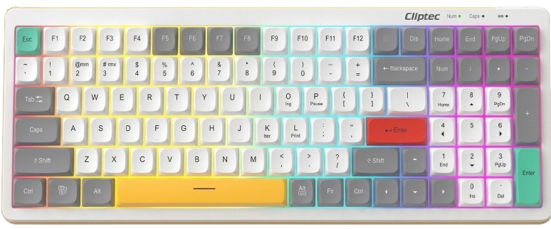 Cliptec TRI-MODE 100KEYS LOW PROFILE RGB BACKLIT OFFICE GAMING KEYBOARD (STRIKEAIR 100)
