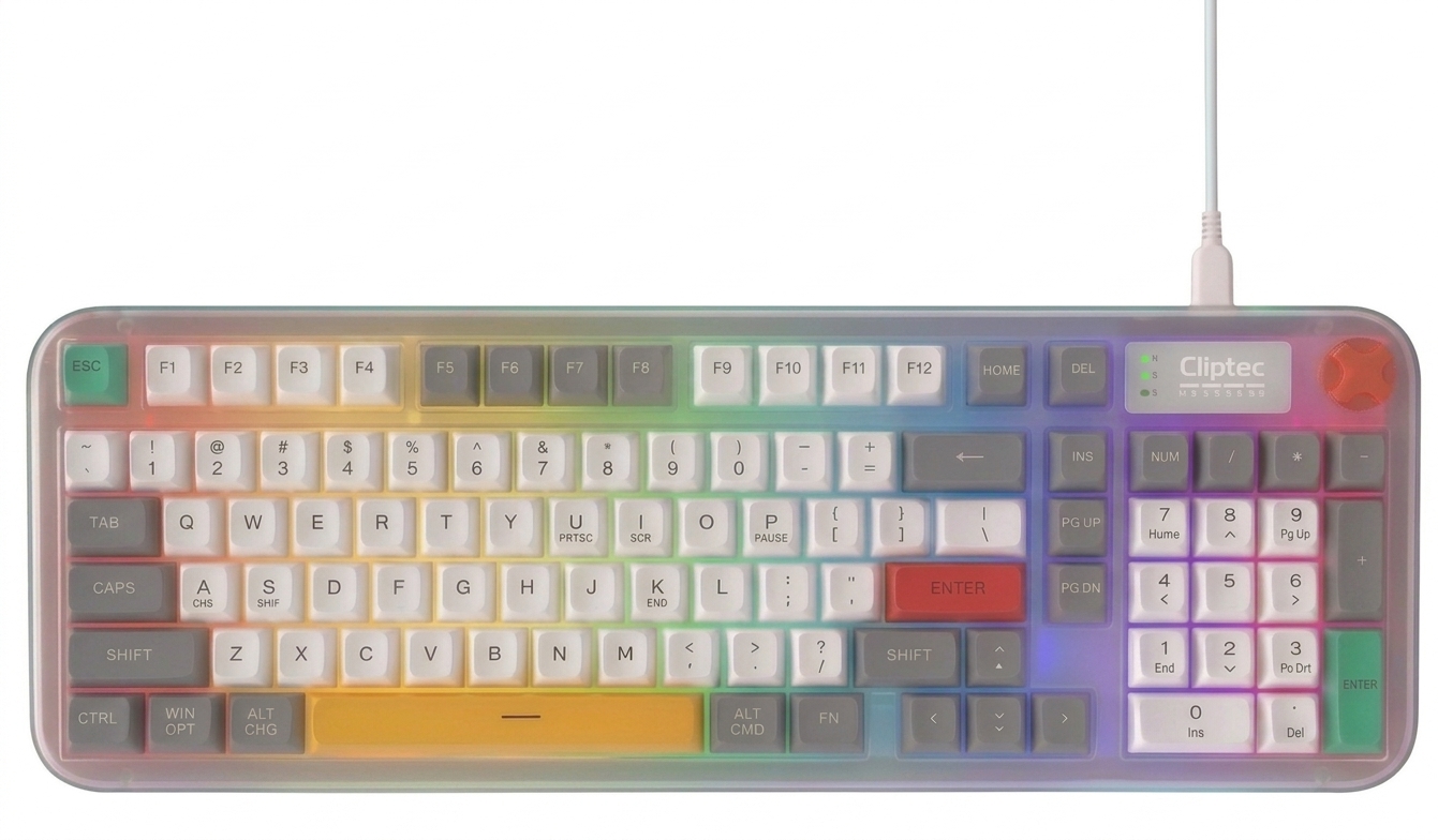 Cliptec RGK855 98KEYS USB RGB BACKLIT OFFICE GAMING KEYBOARD WITH VOLUME KNO8 (POPKEY98)