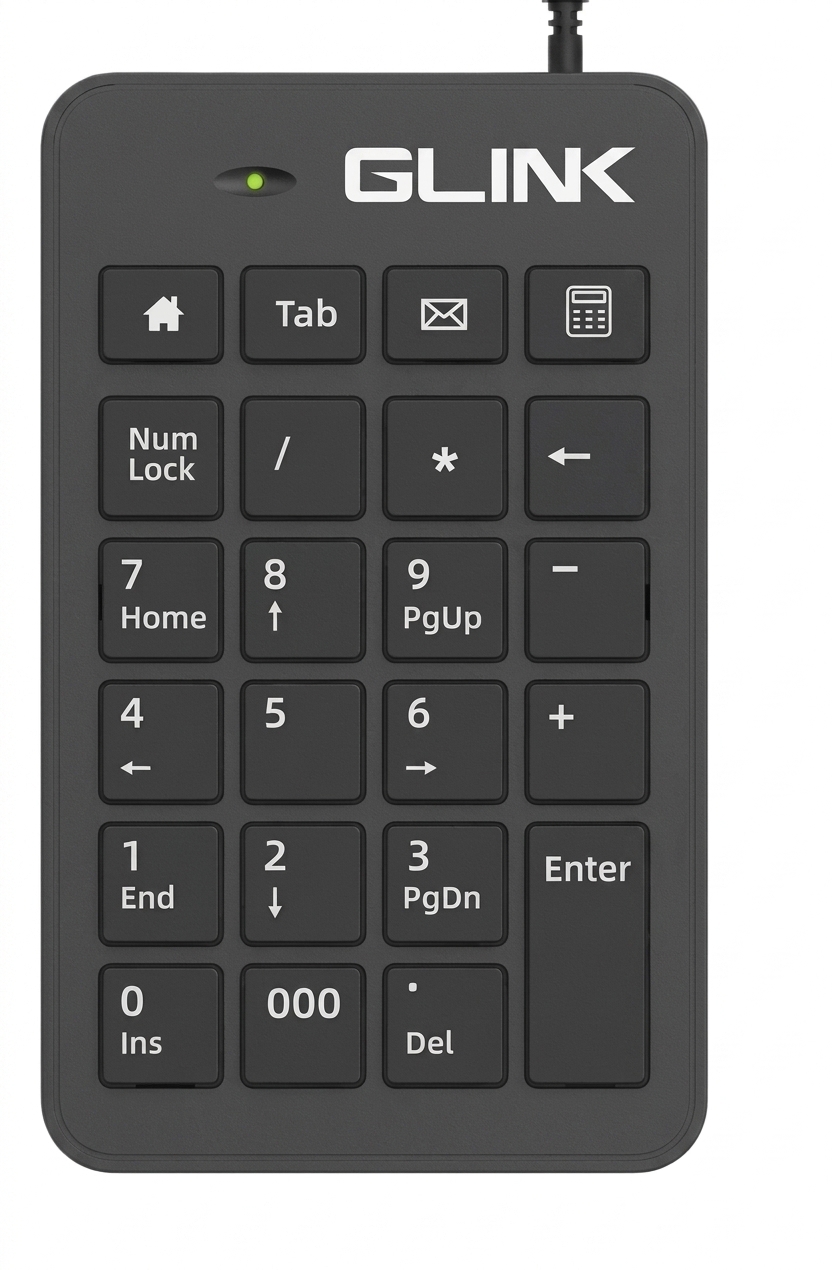 GLINK NUMERIC KEYPAD USB2.0 WITH 23 KEY OFFICE HOTKEYS