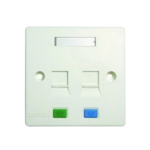 DINTEK 2PORT FACE PLATE WITH SHUTTER