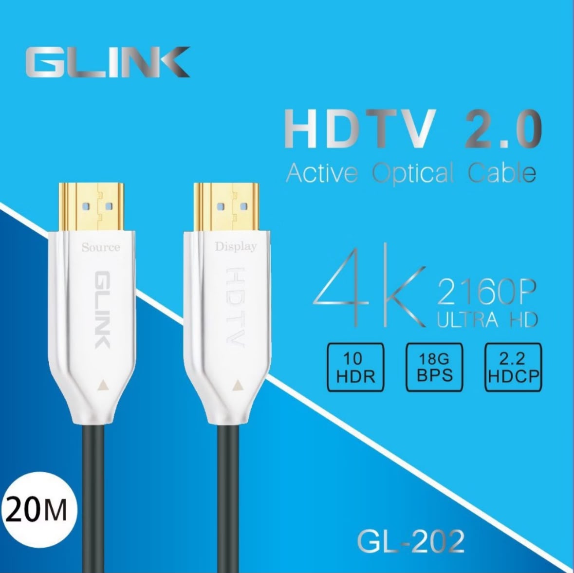 GLINK GL-202 ACTIVE OPTICAL HDMI CABLE 4K - 20 METER