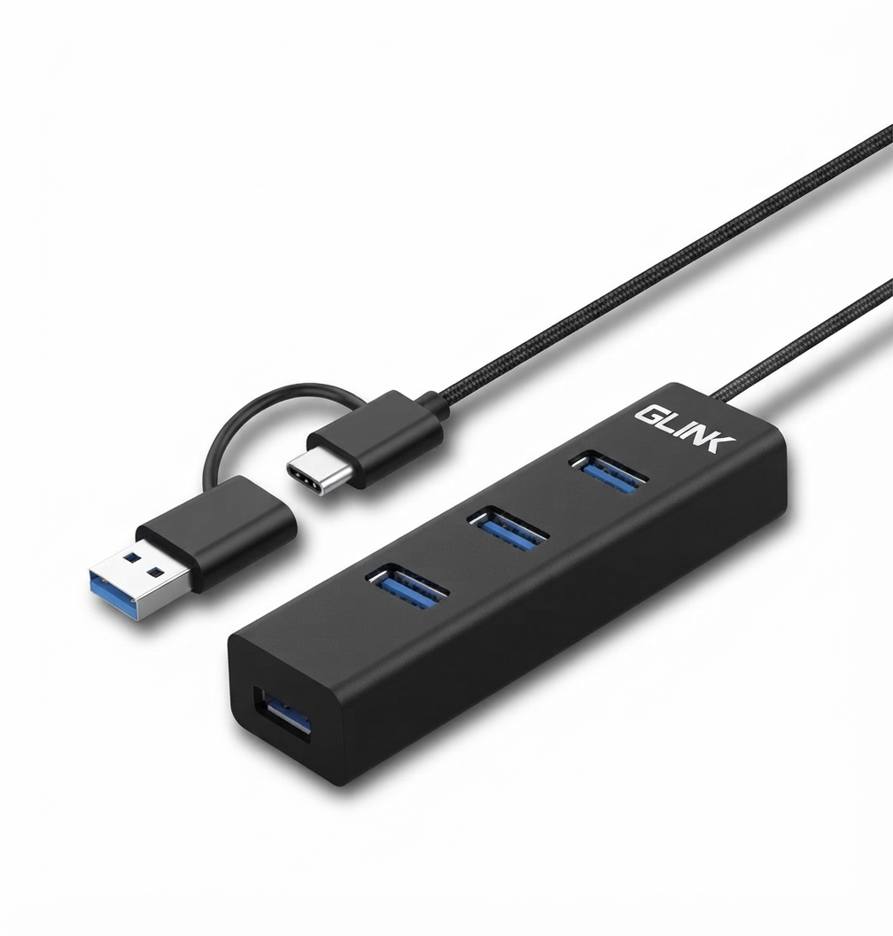 GLINK GL-062 4 IN 1 USB C/USB 3.0 5 GBPS WITH USB C CHARGING PORT - UH175-BK