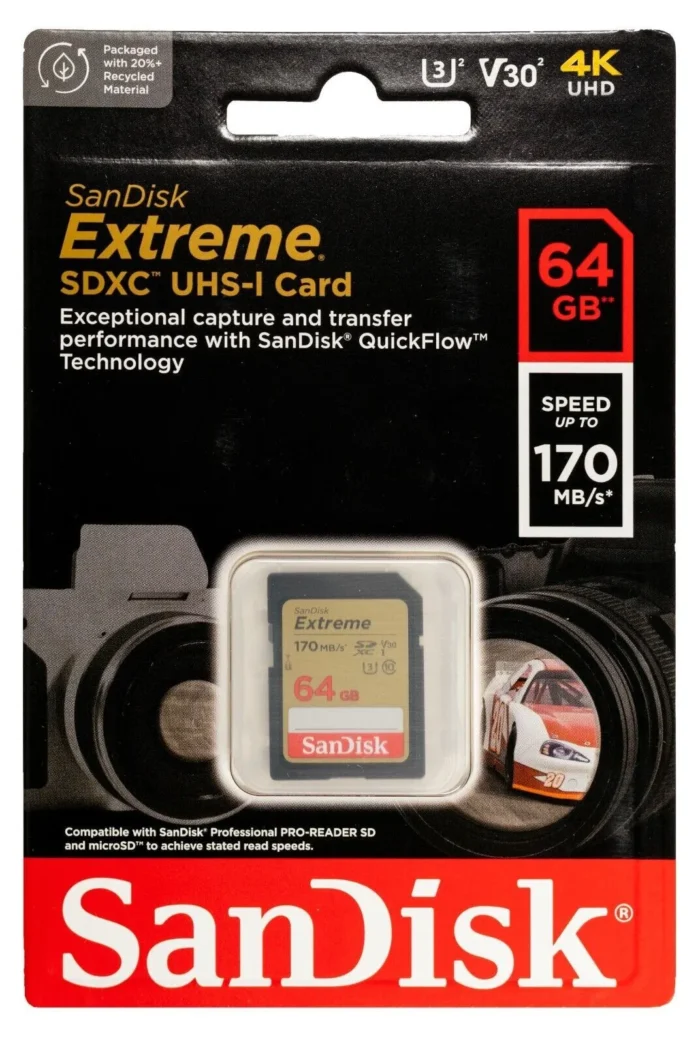 SANDISK EXTREME SD CARD 64GB 170MBPS (SDSDXV2-064G-GNCIN)
