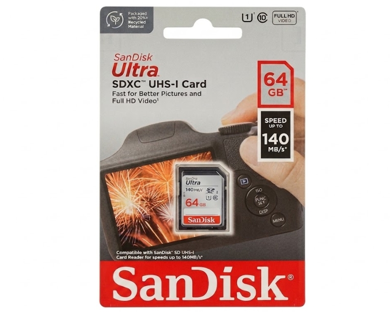 SANDISK CARD (SD) ULTRA 64GB 140MB (SDSDUNB-064G-GN61N)