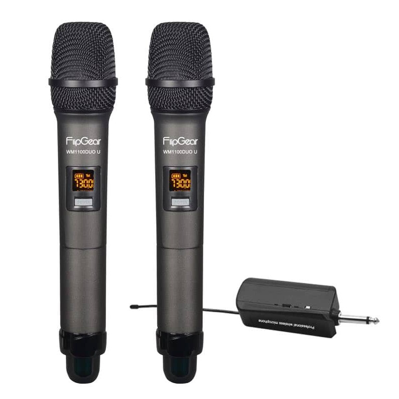 FLIPGEAR WM1100 DUO PROFESIONAL UHF WIRELESS MICROPHONE
