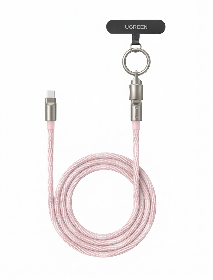 Ugreen USB V TO USB C PD FAST CHARGING LANYART 1.2 METER - PINK