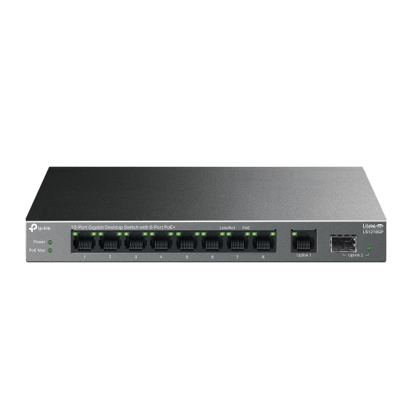 TP-LINK LS1210GP 10 PORT GIBABYTE DESKTOP SWITCH WITH 8 PORT POE +