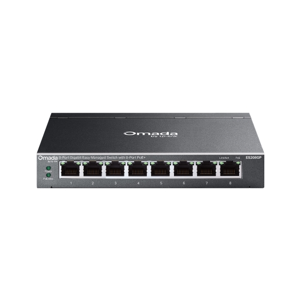 TPLINK OMADA ES208GP 8 PORT GIGABIT EASY MANAGED SWITCH WITH 8 PORT POE+