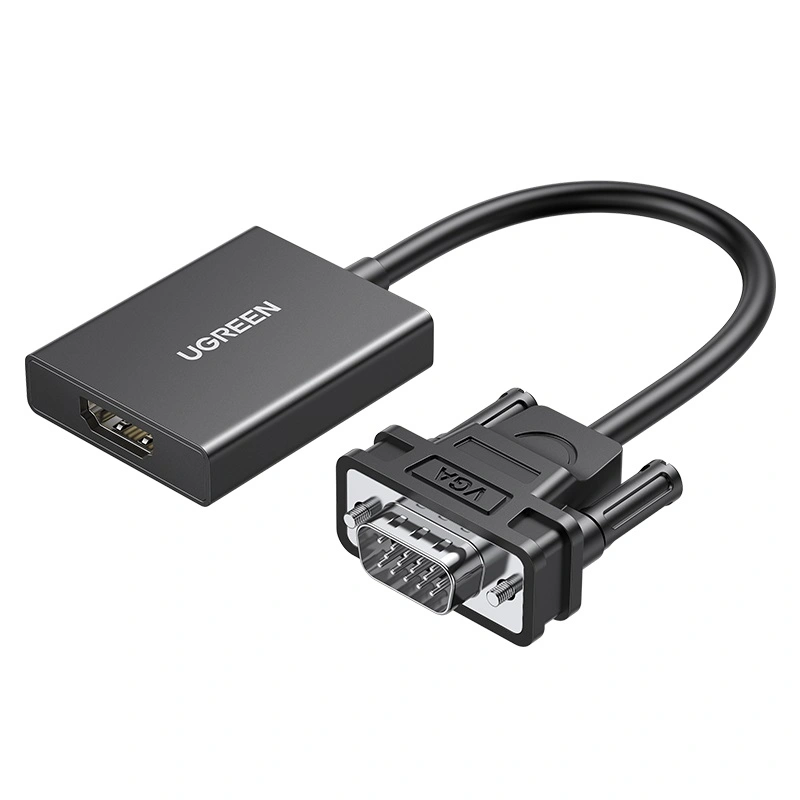Ugreen VGA TO HDMI+3.5MM CONVERTER 1080P@60HZ (BLACK) -15CM