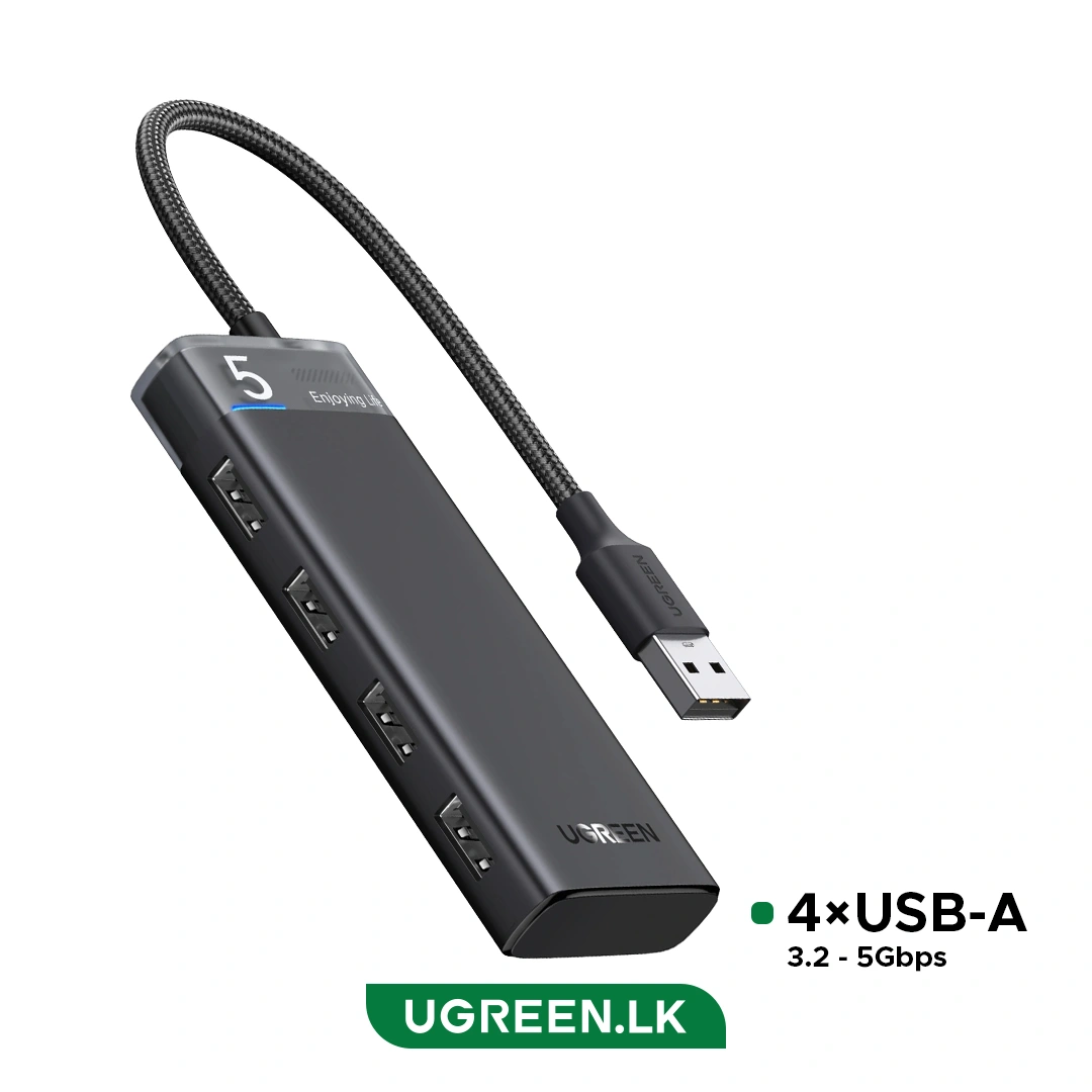 Ugreen USB-A 3.0 HUB TO 4*USB-A 3.0 WITH USB-C POWER SUPPLY -GREY