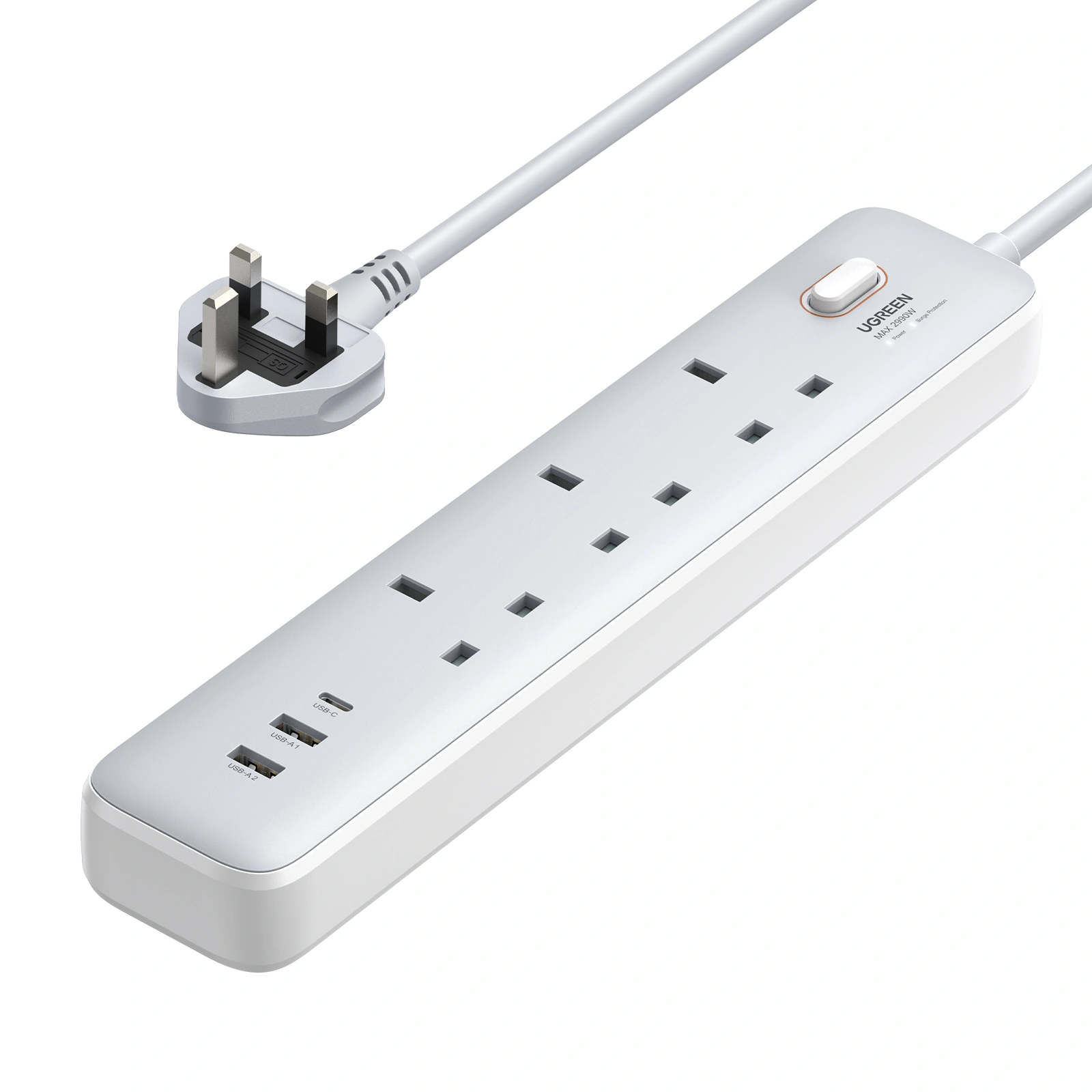 Ugreen SURGE PROTECTOR POWER STRIP 3UK OUTLET+2A1C 30W 2M CABLE RETAIL PACK